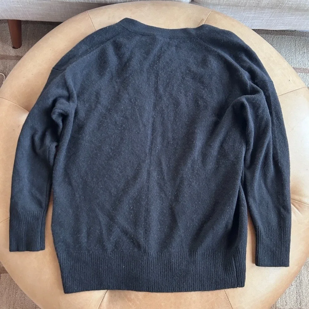 Babaton 100% Cashmere Cardigan Womens M Black Open Front Minimalist Quiet Luxury